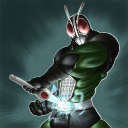 1boy electro_saber energy_sword gradient_background irisu_haniwa kamen_rider kamen_rider_black_rx kamen_rider_black_rx_(series) male_focus masked_rider revolcane solo sword tokusatsu weapon