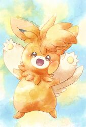 :d blush brown_eyes commentary_request full_body happy highres looking_at_viewer nintendo no_humans open_mouth pawmot pokemon pokemon_(creature) pokemon_focus remedy_matome smile solo tongue