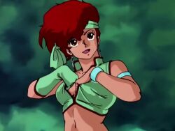 Rule 34 | 1980s (style), 1987, 2boys, 2girls, animated, anime screenshot, ass, bare back, bare shoulders, blue hair, breasts, butt crack, cleavage, dark-skinned female, dark skin, dirty pair, flashing, gun, kei (dirty pair), large breasts, long hair, machine gun, midriff, multiple boys, multiple girls, navel, oldschool, red hair, retro artstyle, short hair, shorts, smile, soldier, sound, surprised, tagme, teasing, video, weapon, yuri (dirty pair)