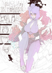Rule 34 | 1girl, 6+boys, absurdres, akatsuki (naruto), akatsuki uniform, breasts, chibi, cleavage, deidara (naruto), dress, face piercing, flower, glasses, hair flower, hair ornament, hidan (naruto), highres, hoshigaki kisame, jiraiya (naruto), jun wu mo, kakuzu (naruto), konan (naruto), labret piercing, large breasts, makeup, multiple boys, nagato (naruto), naruto (series), naruto shippuuden, orange eyes, pain (naruto), paper, purple hair, red lips, short hair, smile, solo focus, tobi (naruto), uchiha itachi, uchiha obito, uzumaki naruto, zetsu (naruto), zipper pull tab