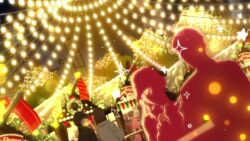 aketa_mikoto animated brown_hair building candy candy_cane christmas christmas_tree cup earrings faceless food gingerbread_man hat holding idolmaster idolmaster_shiny_colors jewelry lollipop mug multicolored_hair official_art red_eyes red_hair scarf smile snowman spoon table tagme video