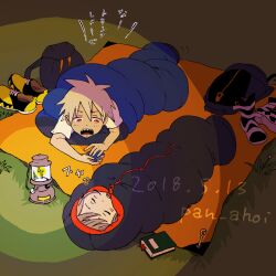 Rule 34 | 1boy, 1girl, 2018, dated, japanese text, maka albarn, pan ahoi, sleeping, soul eater, soul evans, watermark