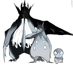 absurdres animal beak bird blue_eyes claws empoleon flippers gen_4_pokemon highres keroreud nintendo no_humans penguin piplup pokemon pokemon_(creature) prinplup simple_background white_background