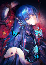 Rule 34 | blue hair, highres, long hair, nahobino, protagonist (smtv), shin megami tensei, shin megami tensei v, very long hair, yellow eyes