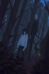 2girls 3boys absurdres arms_at_sides arms_behind_back back-to-back bare_tree black_hair black_pants black_shirt blue_sky brian_thomas character_request check_character chinese_commentary clockwork_(creepypasta) colored_skin commentary_request creepypasta dark dated_commentary drawstring dress dutch_angle forest full_body glasgow_smile grey_pants height_difference highres holding holding_knife hood hood_down hood_up hoodie jeff_the_killer knife legs_apart long_hair long_sleeves medium_hair multiple_boys multiple_girls nature night no_eyes outdoors pants pink_dress sally_williams sgledehea shirt sky slender_man smile standing tall_male tree wavy_hair white_hoodie white_skin