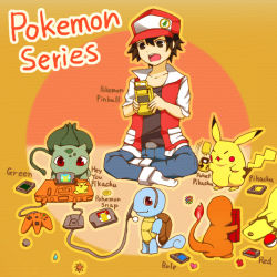1boy bad_id bad_pixiv_id badge bag belt black_hair bulbasaur charmander denim english_text engrish_text fire flame-tipped_tail game_boy game_boy_(original) game_boy_color game_console gen_1_pokemon badge_(pokemon) handheld_game_console hat headset jacket jeans nintendo nintendo_64 pants pikachu pocket_pikachu poke_ball poke_ball_(basic) pokemon pokemon_(creature) pokemon_pinball pokemon_snap ranguage red_(pokemon) shirt sitting socks squirtle starter_pokemon_trio tail
