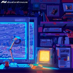 1980s_(style) abueloretrowave animated animated_gif blade_runner_(1982_movie) blade_runner_(series) book calendar_(object) city computer computer_keyboard cup desk desk_lamp game_console glowing half-life half-life_(series) highres house indoors lamp looping_animation mouse_(animal) mug nes night night_sky no_humans no_smoking oldschool original picture_frame pink_floyd pixel_art poster_(object) retro_artstyle rubber_soul_(album) shell sky snowing speaker the_beatles window winter wish_you_were_here