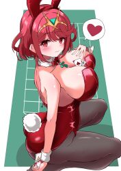 alternate_costume breasts highres large_breasts leotard otama_(otama_ladle23) playboy_bunny pyra_(xenoblade) red_eyes red_hair xenoblade_chronicles_(series) xenoblade_chronicles_2