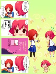 Rule 34 | 00s, 0123456789, 3girls, 4koma, banana, catchphrase, comic, food, fruit, kanbara satomi, multiple girls, pantyhose, saki (manga), school uniform, serafuku, takei hisa, touyoko momoko, translation request