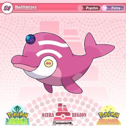 artist_name artworks218 colored_skin copyright_logo dolphin english_text extra_pupils fakemon nintendo no_humans original pink_skin pokemon pokemon_(creature) solo