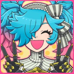 1girl 2_numaam blue_hair facing_viewer fire_emblem fire_emblem_fates gradient_hair hair_over_one_eye multicolored_hair nintendo open_mouth peri_(fire_emblem) pink_hair smile solo twintails two-tone_hair