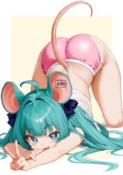 1girl animal_ears ass fang mouse_ears mouse_tail regiana_(jubi) shorts tagme tail v