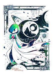 artist_name bob_cut colored_skin dress from_side gardevoir gardevoir_day gen_3_pokemon green_hair green_skin highres multicolored_skin nintendo pink_eyes pokemon pokemon_(creature) psychedelic two-tone_skin white_dress white_skin yyy9696yyy