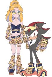1girl animal_print belt blonde_hair blue_eyes hedgehog highres leopard_print long_hair looking_at_viewer maria_robotnik miniskirt shadow_the_hedgehog shyu_1014 skirt sonic_(series) sonic_speed_simulator