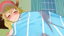animated animated_gif bed_invitation breasts kobayashi-san_chi_no_maidragon large_areolae large_breasts lucoa_(maidragon) pastakudasai steam sweat
