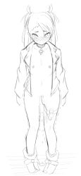 Rule 34 | 1girl, blush, boots, bottomless, choker, closed mouth, collarbone, controller, crying, embarrassed, female focus, female masturbation, flat chest, full body, greyscale, hair ribbon, highres, jacket, long sleeves, looking to the side, marnie (pokemon), masturbation, monochrome, navel, nintendo, nipples, nose blush, open clothes, open jacket, pokemon, pokemon swsh, pussy, pussy juice, remote control, remote control vibrator, ribbon, sex toy, short hair, simple background, sketch, solo, standing, tabasu, tears, thigh strap, trembling, twintails, uncensored, vibrator, vibrator cord, white background