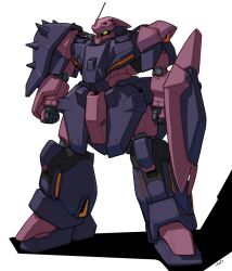 Rule 34 | color variation, colored lineart, commentary request, derivative work, exposed internal machinery, glowing, glowing eye, gun, gundam, gundam hathaway&#039;s flash, machine gun, machinery, mecha, mecha focus, messer (mobile suit), messer emerelda zubin custom, mobile suit, no humans, one-eyed, radio antenna, red eyes, robot, science fiction, shadow, shield, shoulder spikes, signature, solo, spikes, tessaku ro, weapon, white background