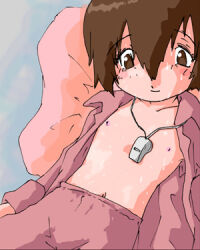 brown_hair digimon digimon_adventure hair_between_eyes loli nipples smile yagami_hikari