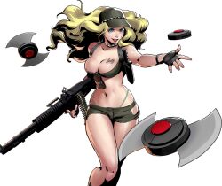 Rule 34 | 1girl, artist request, blonde hair, julia (metal slug), metal slug, metal slug attack, midriff, navel, official art, tagme, weapon