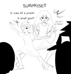 Rule 34 | 2girls, 3boys, absurdres, aubrey (faraway) (omori), aubrey (omori), blush, bright pupils, cabronpr, english text, expressionless, eyepatch, greyscale, hero (faraway) (omori), hero (omori), highres, hospital gown, kel (faraway) (omori), kel (omori), long hair, looking at viewer, mari (faraway) (omori), mari (omori), medical eyepatch, monochrome, multiple boys, multiple girls, omori, open mouth, short hair, short sleeves, silhouette, sketch, slippers, smile, spoilers, sunny (omori), teeth, upper teeth only, white pupils