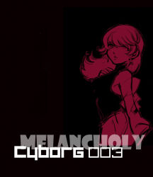 1girl black_hairband cyborg cyborg_009 denim earrings francoise_arnoul hair_between_eyes hairband half-closed_eyes hand_on_own_chest highres jeans jewelry long_hair looking_at_viewer pants red_eyes red_paint shirt sleeveless sleeveless_shirt soldier straight_hair sweater upper_body y3