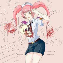 Rule 34 | bat wings, ebola-chan, pink hair, skull, tagme, wings