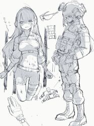 armor army bdsm bike_shorts bondage bound combat_helmet full_armor gloves gun_fellatio_(shingeki_no_kyojin) helmet monochrome original red_hod sketch