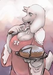 1girl absurdres apron artist_request female_focus furry furry_female green_eyes highres solo toriel undertale
