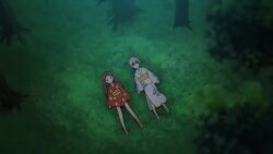 2girls 69 animated anime_screenshot anus ass assisted_exposure barefoot blue_eyes breast_sucking breasts brown_eyes brown_hair censored cunnilingus english_text female_ejaculation grabbing_another&#039;s_breast groping hair_ornament highres holding_hands japanese_clothes kimono kiss komako_semenovich licking loli long_twintails mosaic_censoring multiple_girls navel night nipple_stimulation nipples nude one-piece_tan oral outdoors pussy pussy_juice sayama_chie shoujo_ramune small_breasts sound subtitled tagme tan tanline tribadism twintails undressing video white_hair yukata yuri