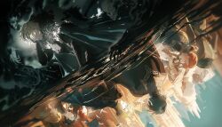 annette_fantine_dominic armor ashe_ubert bird black_armor black_cloak black_hair blonde_hair blue_cloak blunt_bangs male_byleth_(fire_emblem) cityscape cloak closed_eyes cloud cloudy_sky dedue_molinaro dimitri_alexandre_blaiddyd dual_persona felix_hugo_fraldarius fire_emblem fire_emblem:_three_houses fur_trim garreg_mach_monastery_uniform gongzuotianxiadiyi green_hair grey_hair hair_between_eyes hair_over_eyes hand_on_own_face hand_to_own_mouth haunted highres hood hoodie ingrid_brandl_galatea kneeling laughing looking_at_another mercedes_von_martritz nintendo orange_hair pain parted_lips shirt skull sky smile storm sylvain_jose_gautier water white_fur white_hair