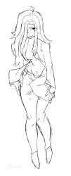 1girl bad_tag breasts evil_grin evil_smile genderswap genderswap_(mtf) grin hair_over_one_eye large_breasts long_hair looking_at_viewer melty_blood michael_roa_valdamjong mintshiiii no_bra open_clothes open_shirt rough_sketch sketch smile tsukihime vampire wide_hips