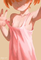 1girl abajur dress female_focus highres loli nipples orange_hair original selfie smile solo standing upper_body