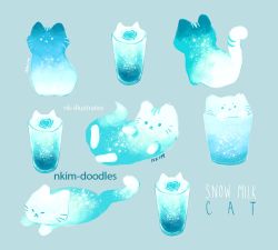 animated animated_gif aqua_theme artist_name cup food_focus glass milk nadia_kim no_humans original plant simple_background sitting