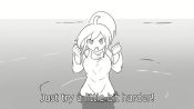 &gt;:( &gt;_&lt; 1girl :o ahoge animated audible_music audible_speech bouncing_breasts breasts clenched_hands closed_eyes greyscale hair_between_eyes kay_yu long_hair long_sleeves looking_at_viewer making-of matsuoka_shuuzou monochrome no_nose open_mouth original outstretched_hand overalls parody partially_submerged pink-haired_girl_(kay_yu) ponytail reaching reaching_towards_viewer real_life ripples shaking_head shouting solo sound standing subtitled teeth unfinished upper_teeth_only v-shaped_eyebrows video w_arms water