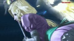 1girl 3d aged_down animated animated_gif blonde_hair blue_eyes castlevania_(series) company_name cr_pachinko_akumajou_dracula dress dutch_angle female_focus long_hair looking_at_viewer magic maria_renard ponytail solo staff takasago_(company) wings