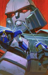 2boys bisected biting cable death decepticon dismemberment empty_eyes highres mecha megatron multiple_boys qin_(7833198) red_eyes robot sentinel_prime transformers transformers_one