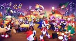 6+boys 6+girls absolutely_everyone absurdres amy_rose animal_ears animal_nose antlers antoine_d&#039;coolette avatar_(sonic_forces) bark_the_polar_bear bean_the_dynamite belle_the_tinkerer big_the_cat blaze_the_cat blue_eyes boots building bunnie_rabbot chao_(sonic) charles_the_hedgehog charmy_bee christmas christmas_ornaments christmas_tree cream_the_rabbit crossed_arms crossed_legs dark_chao dr._eggman drawloverlala dress drum drumsticks e-123_omega espio_the_chameleon everyone fang_the_sniper ferris_wheel flying furry furry_female furry_male gloves green_eyes guitar hair_over_one_eye hat high_heels highres holding holding_christmas_tree honey_the_cat horns infinite_(sonic) instrument jacket jet_the_hawk jewel_the_beetle jewelry knuckles_the_echidna lamppost light long_sleeves mach_the_rabbit madonna_(sonic) manic_the_hedgehog marine_the_raccoon max_the_monkey metal_sonic microphone mighty_the_armadillo mina_mongoose multiple_boys multiple_girls multiple_tails nicole_(sonic) nicole_the_holo-lynx night night_sky nights_(character) nights_into_dreams one_eye_closed ornate_ring princess_elise_the_third purple_gloves purple_hair quill rabbit_ears ray_the_flying_squirrel red_eyes red_footwear ring robot rooftop rotor_the_walrus rouge_the_bat sally_acorn santa_hat scarf shadow_chao shadow_the_hedgehog shoes silver_the_hedgehog sitting skirt sky smile sneakers snow socks sonia_the_hedgehog sonic_(series) sonic_forces sonic_man sonic_riders sonic_riders_(series) sonic_the_comic sonic_the_hedgehog sonic_the_hedgehog_(2006) sonic_the_hedgehog_(archie_comics) sonic_the_hedgehog_(holiday_cheer) sonic_the_hedgehog_(idw) sonic_unleashed star_(sky) starry_sky sticks_the_badger storm_the_albatross t-pup_(sonic) table tail tails_(sonic) tangle_the_lemur tekno_the_canary tiara_boobowski two_tails vanilla_the_rabbit vector_the_crocodile wave_the_swallow whisper_the_wolf white_gloves white_socks wisp_(sonic)