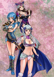 3girls animification breasts character_request cleavage denji_sentai_megaranger gekisou_sentai_carranger iwa iwa_(nanakakusui) multiple_girls seijuu_sentai_gingaman shelinda shibolena standing super_sentai