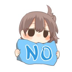 10s 1girl bad_id bad_twitter_id black_eyes blush brown_hair chibi female_focus kaga_(kancolle) kantai_collection lowres no pillow rebecca_(keinelove) short_hair side_ponytail solo yes-no_pillow
