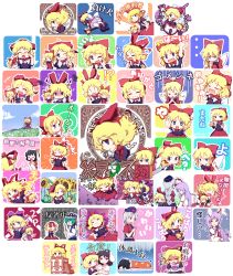 6+girls absurdres angry animal_ears black_hair blonde_hair bloomers carrot_necklace multiple_expressions flower formal_clothes green_eyes happy hat highres holding_hands inaba_tewi kanisawa_yuuki lily_of_the_valley medicine_melancholy medium_hair multiple_girls necklace nurse_cap phantasmagoria_of_flower_view poison purple_hair rabbit_ears red_eyes red_ribbon reisen_udongein_inaba ribbon shiki_eiki su-san suit sunflower surprised touhou underwear waving white_hair yagokoro_eirin