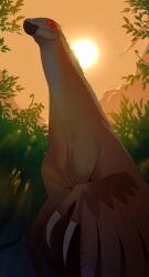 absurdres claws combos_&amp;_doodles day dinosaur duonychus highres no_humans original outdoors solo sun tree