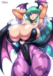 1girl ai-generated ass breasts darkstalkers demon_girl green_hair huge_ass huge_breasts long_hair morrigan_aensland wide_hips