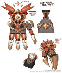 2017 artstation_username bow claw_(weapon) commentary_request dragon_nest highres korean_commentary korean_text no_humans red_bow references_page siho_white star_(symbol) translation_request watermark weapon web_address