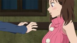 1boy 1girl accidental_pervert animated anime_screenshot bare_shoulders breasts brown_hair diane_(nanatsu_no_taizai) grabbing_another&#039;s_breast groping hawk_(nanatsu_no_taizai) king_(nanatsu_no_taizai) large_breasts nanatsu_no_taizai pig sleeveless