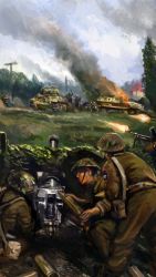 Rule 34 | anti-tank gun, battle, bren lmg, british army, crew-served weapon, field artillery, field gun, fire, gun, half-track, hitting, light machine gun, machine gun, military, military vehicle, motor vehicle, panther (tank), realistic, soldier, tank, united states, united states (user rahp2343), weapon, wehrmacht, world war ii