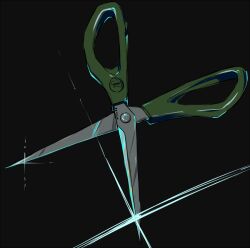 Rule 34 | black background, commentary request, crest, gleam, mario (series), nintendo, no humans, object focus, paper mario, paper mario: the origami king, scissors, scissors (paper mario), simple background, solo, yurui houki
