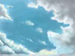 blue_sky cloud cloudy_sky commentary_request day hasenyo no_humans outdoors ragnarok_online scenery sky