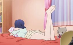 1girl animated ass bed cyan_(show_by_rock!!) feet screencap show_by_rock!! solo