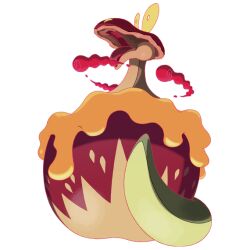 Rule 34 | apple, appletun, artist request, dynamax, flapple, food, fruit, full body, gen 8 pokemon, gigantamax, gigantamax flapple/appletun, nintendo, no humans, official art, open mouth, pokemon, pokemon (creature), pokemon focus, pokemon swsh, solo, third-party source, tongue, transparent background