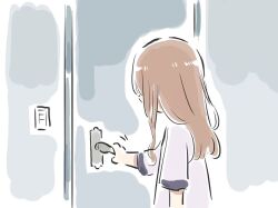 1girl bang_dream! bang_dream!_it&#039;s_mygo!!!!! brown_hair commentary_request door_handle long_hair lyy nagasaki_soyo sidelocks solo three-quarter_sleeves